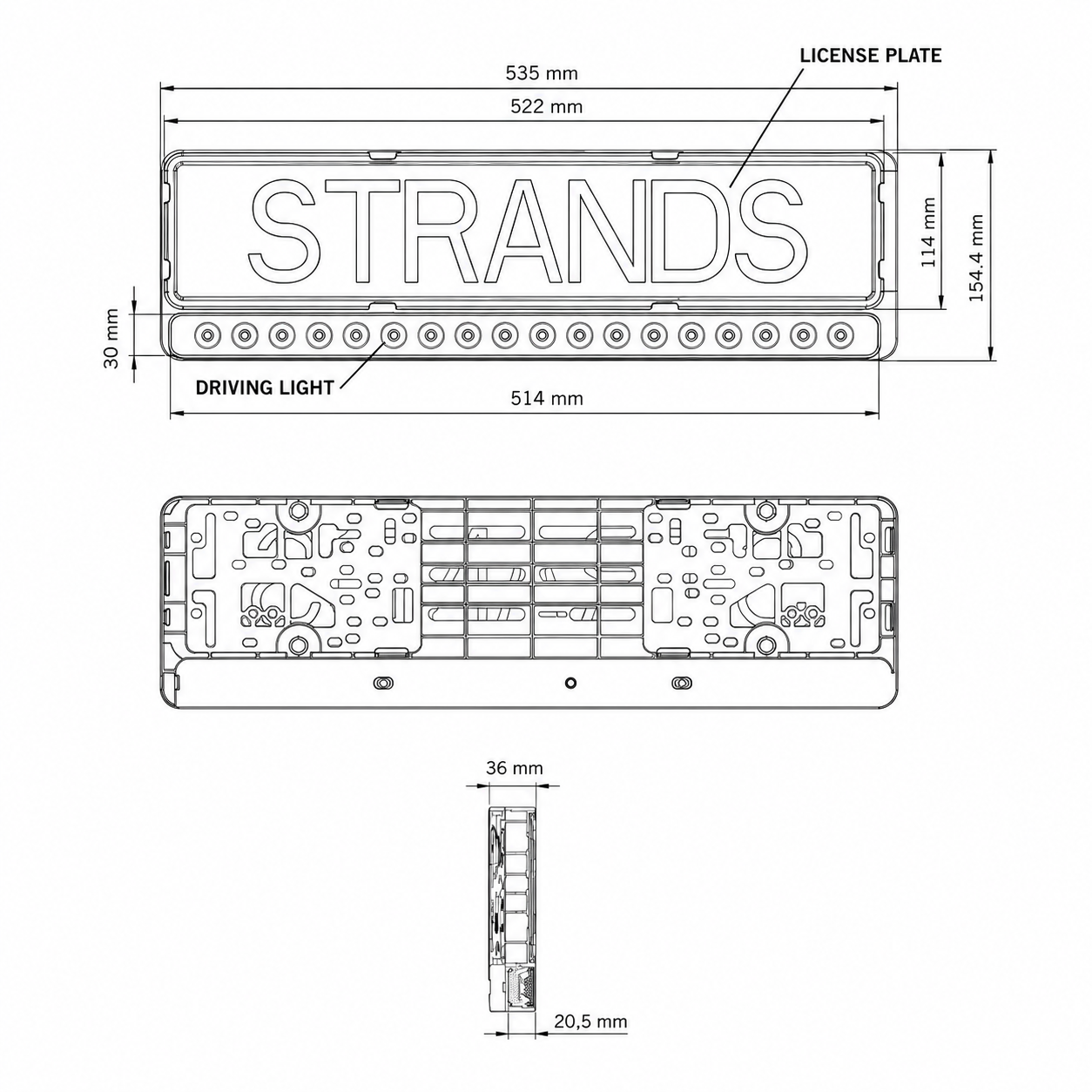 STRANDS Nuuk E-Line Black LED Bar 20"